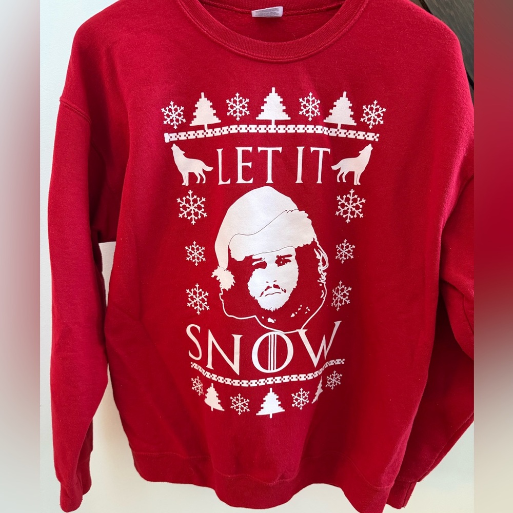 Game of Thrones Jon Snow Red Let It Snow Holiday Christmas Men's Sweatshirt
